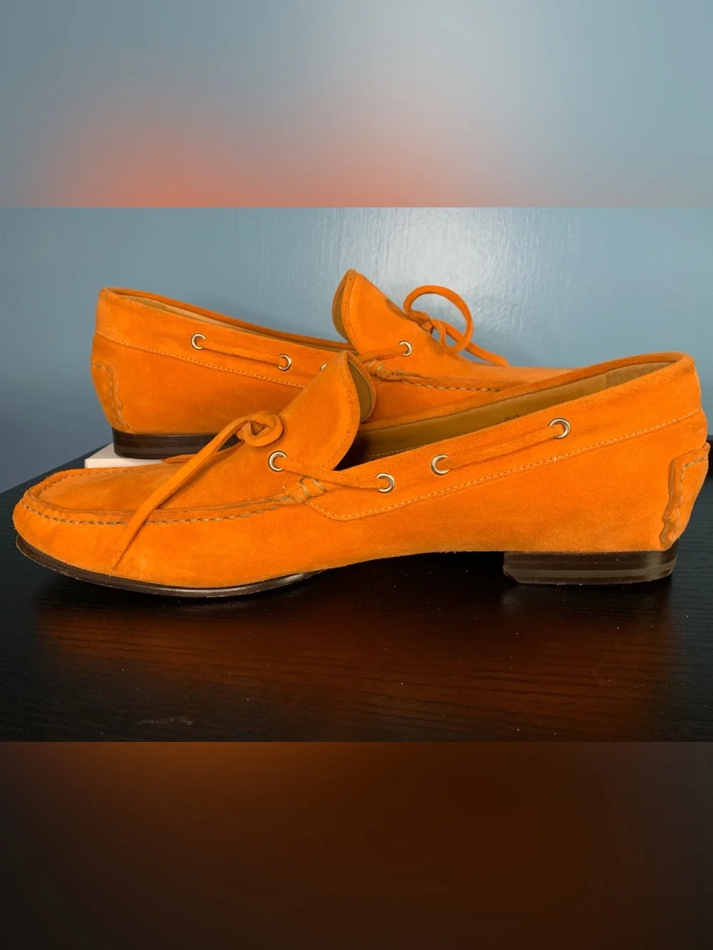 Sutor Mantellassi Suede Driving Loafers in Orange